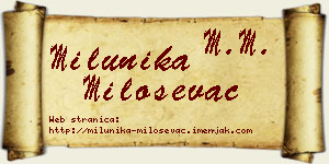 Milunika Miloševac vizit kartica